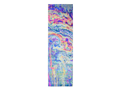 Yellow 3'0" x 10'0" Modern / Contemporary Hand knotted Wool/Silk Rug - Sku: O059502