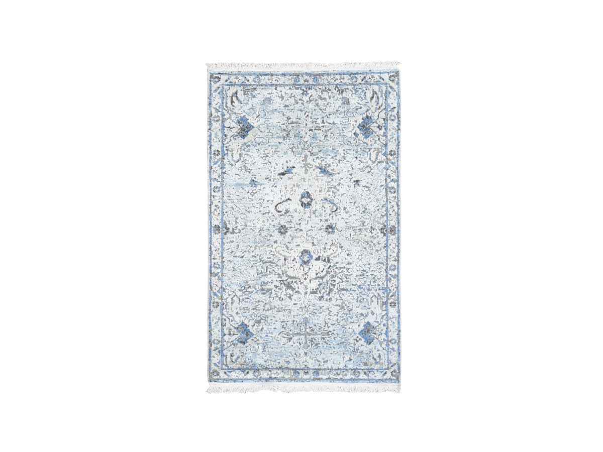Oushak Transitional hand-knotted wool/silk rug in Blue, 3' x 5' — SKU O059505