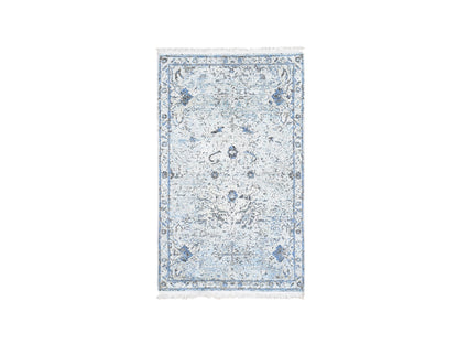 Oushak Transitional hand-knotted wool/silk rug in Blue, 3' x 5' — SKU O059505