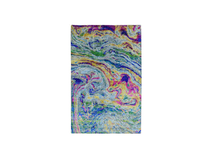 Yellow 3'0" x 5'0" Modern / Contemporary Hand knotted Wool/Silk Rug - Sku: O059507