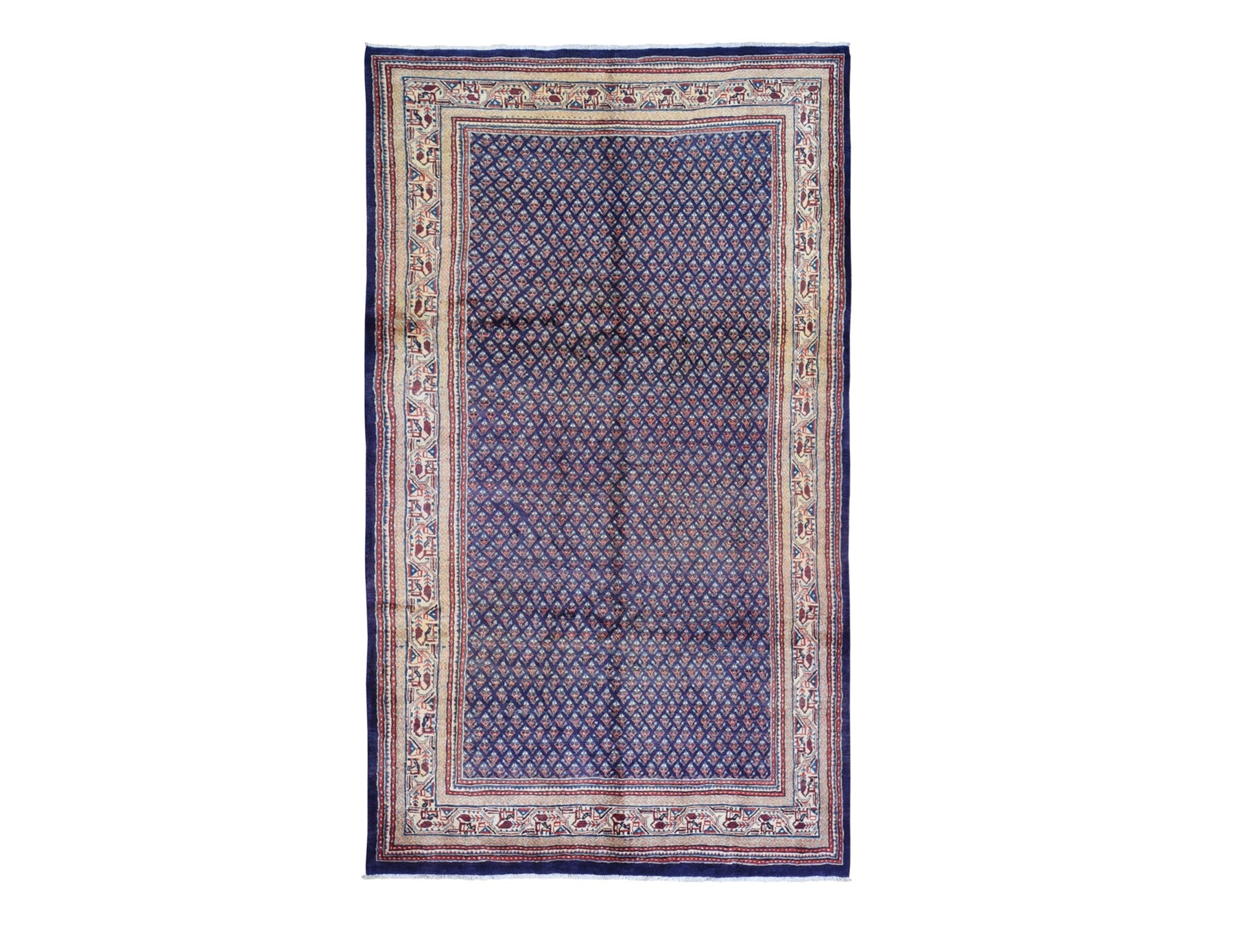 Fine Oriental hand-knotted wool runner in Blue & Ivory, 6'1" x 11'4" — SKU O059509