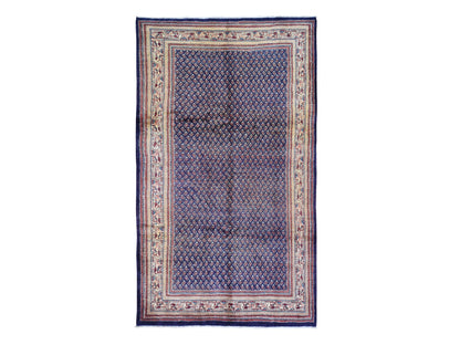Fine Oriental hand-knotted wool runner in Blue & Ivory, 6'1" x 11'4" — SKU O059509