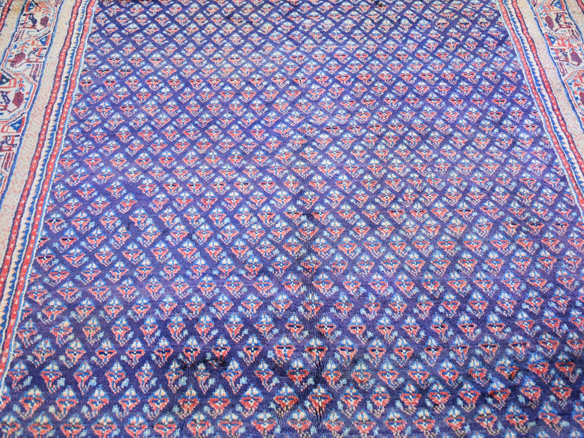 Fine Oriental hand-knotted wool runner in Blue & Ivory, 6'1" x 11'4" — SKU O059509 (view 4)