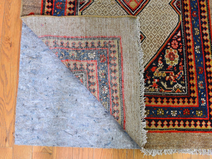 Serab Antique hand-knotted wool runner in Brown & Navy Blue, 3'2" x 15'9" — SKU O059511 (view 3)