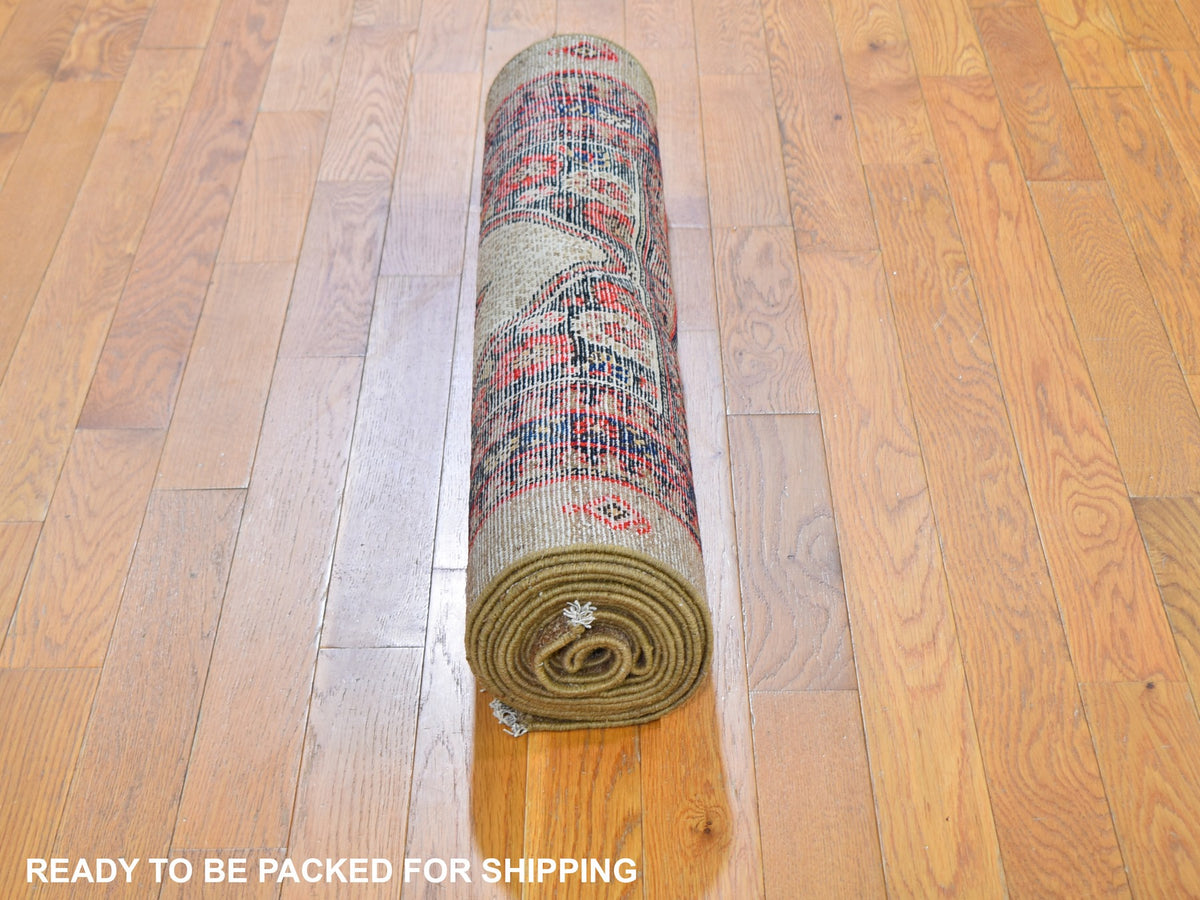 Serab Antique hand-knotted wool runner in Brown & Navy Blue, 3'2" x 15'9" — SKU O059511 (view 5)