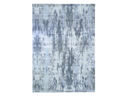 Ivory 9'0" x 12'0" Modern and Contemporary Hand knotted Wool Rug - Sku: O059518