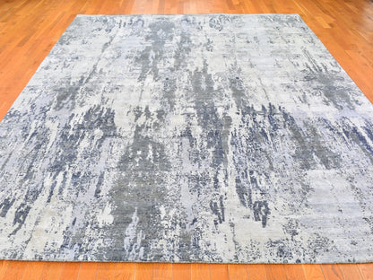 Ivory 9'0" x 12'0" Modern and Contemporary Hand knotted Wool Rug - Sku: O059518