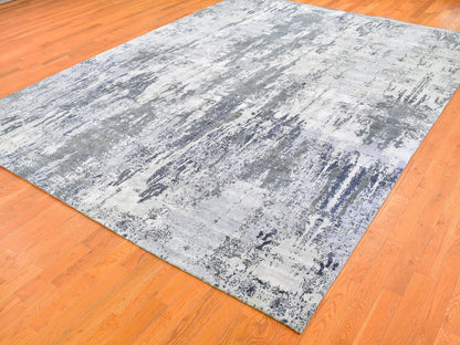 Ivory 9'0" x 12'0" Modern and Contemporary Hand knotted Wool Rug - Sku: O059518