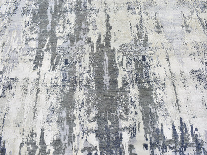 Ivory 9'0" x 12'0" Modern and Contemporary Hand knotted Wool Rug - Sku: O059518