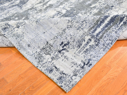 Ivory 9'0" x 12'0" Modern and Contemporary Hand knotted Wool Rug - Sku: O059518