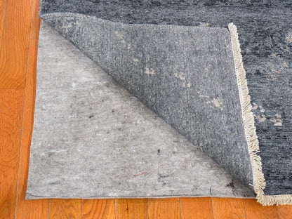 Grey 3'0" x 11'9" Modern / Contemporary Hand knotted Silk Rug - Sku: O059520
