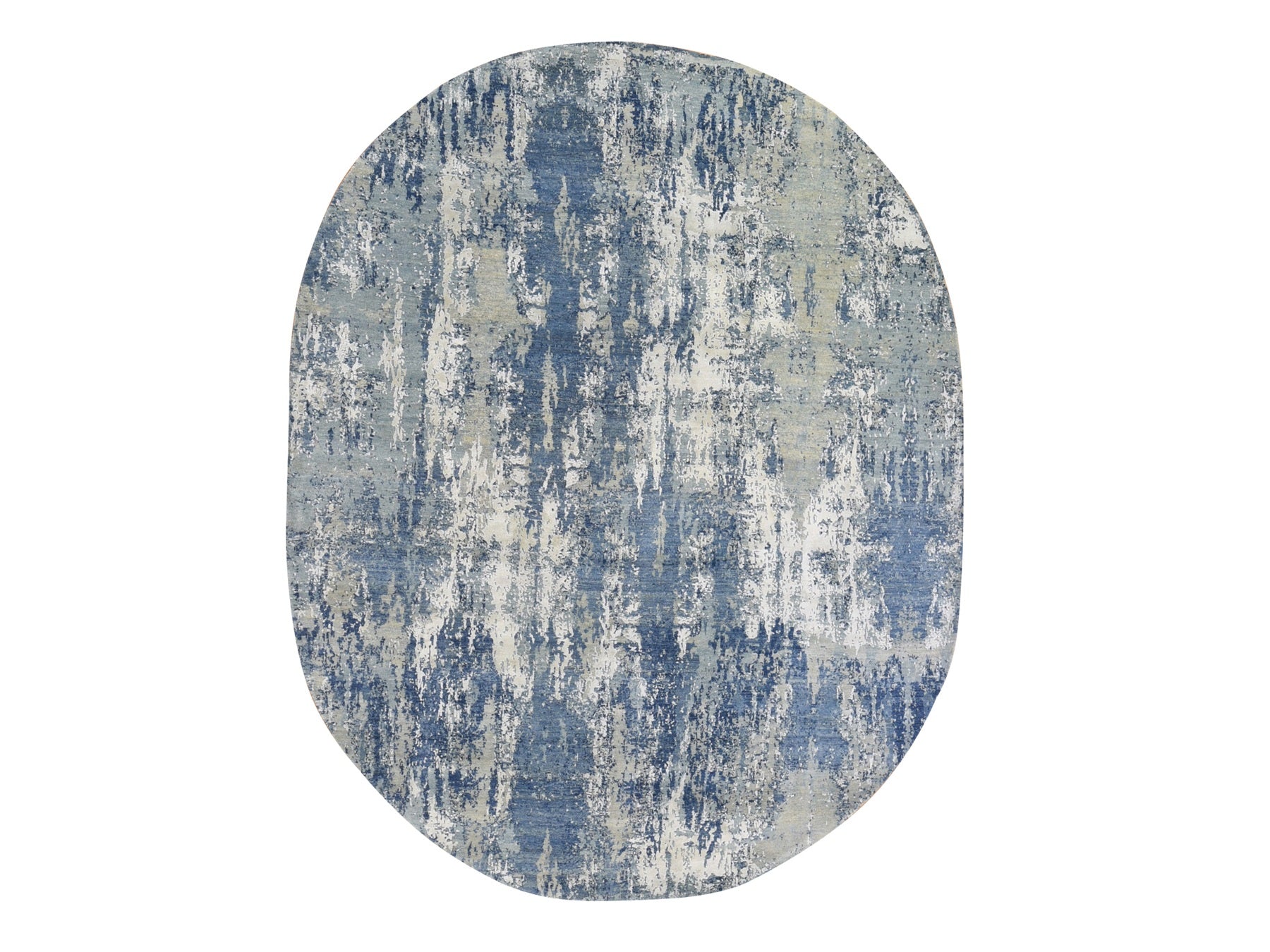Modern / Contemporary hand-knotted wool rug in Blue, 8'1" x 10'1" — SKU O059521