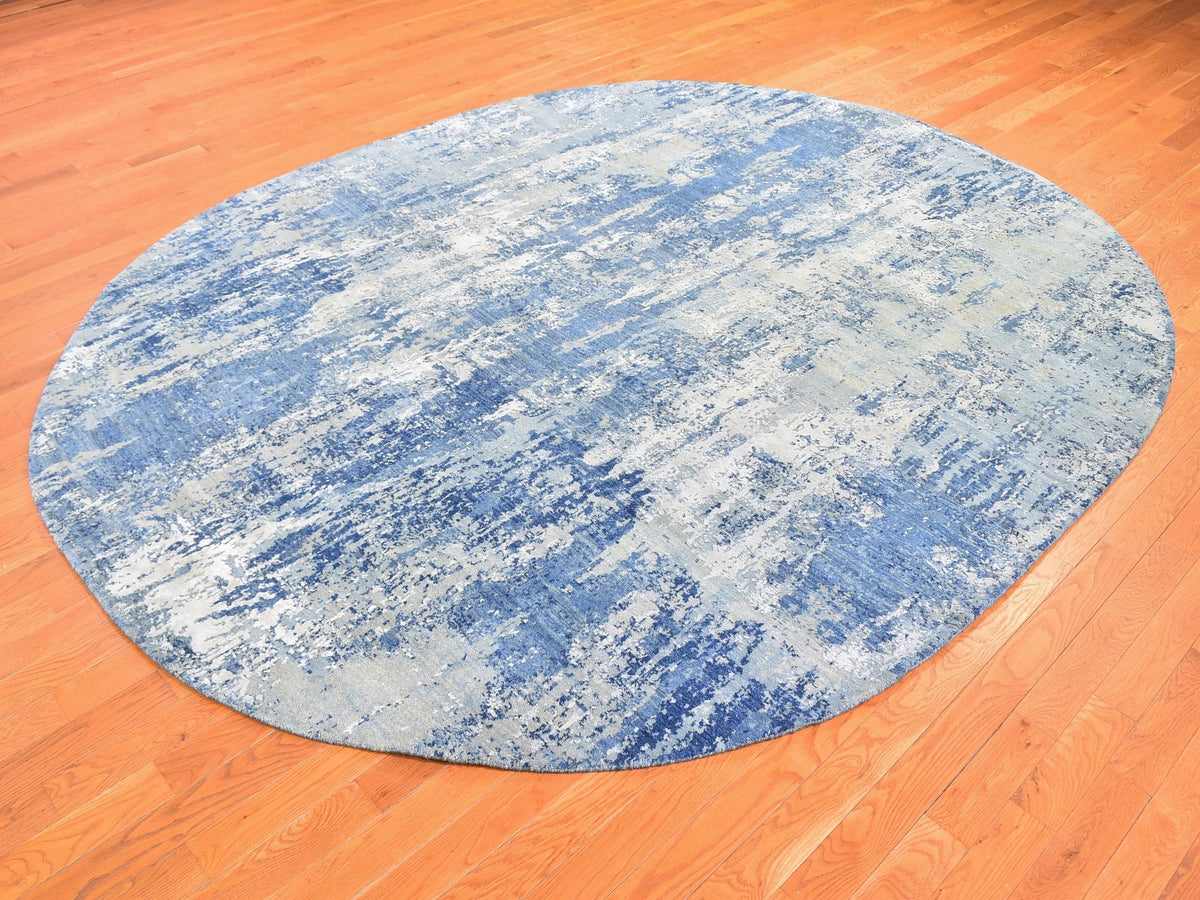 Modern / Contemporary hand-knotted wool rug in Blue, 8'1" x 10'1" — SKU O059521 (view 3)