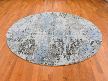 Blue 8'1" x 8'1" Modern and Contemporary Hand knotted Wool Rug - Sku: O059523