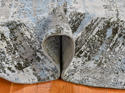 Blue 8'1" x 8'1" Modern and Contemporary Hand knotted Wool Rug - Sku: O059523
