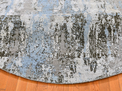 Blue 8'1" x 8'1" Modern and Contemporary Hand knotted Wool Rug - Sku: O059523