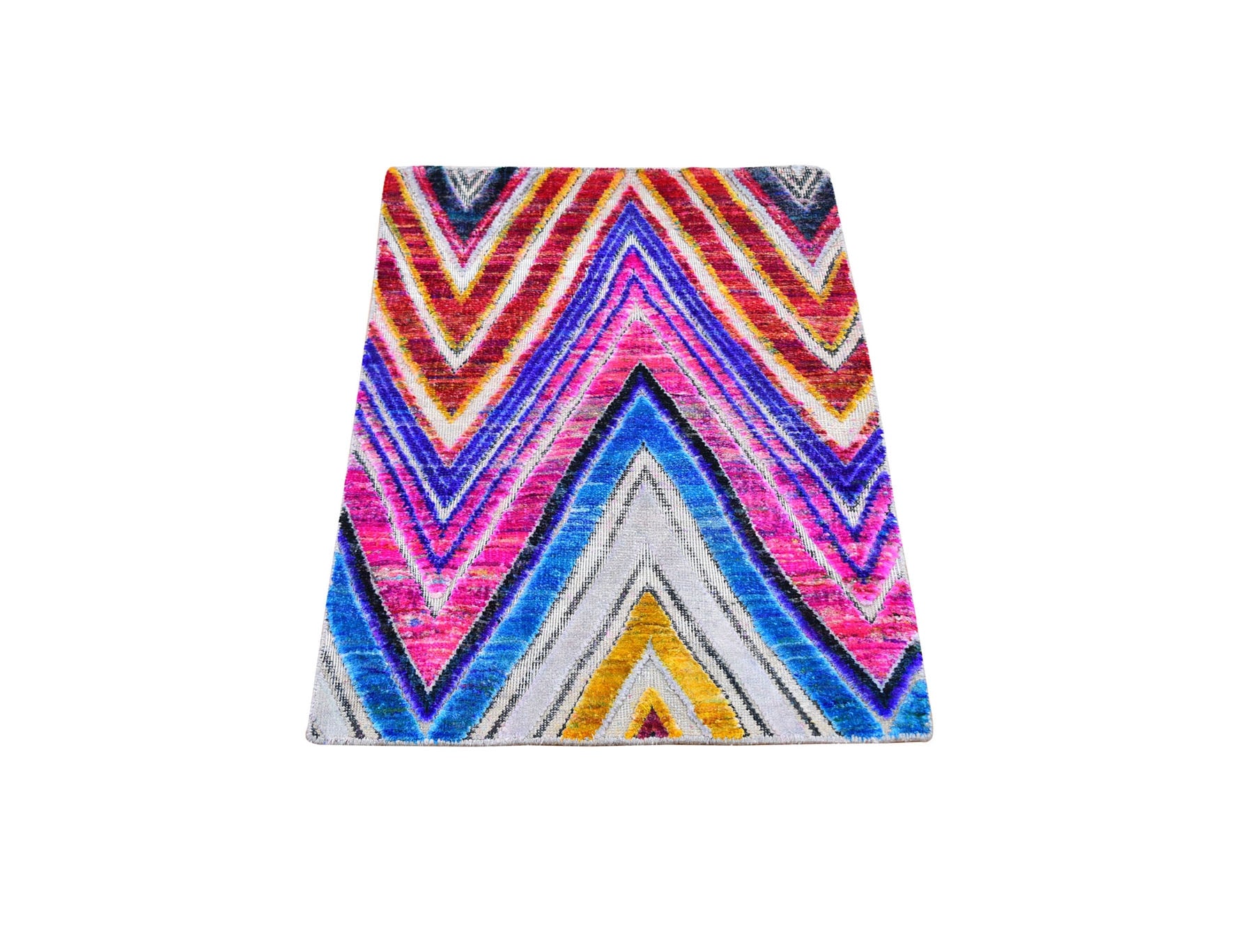 Modern / Contemporary hand-knotted wool/silk rug in Pink, 2' x 3' — SKU O059551