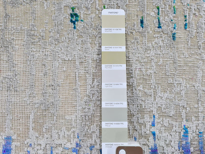 Grey 2'0" x 3'0" Modern / Contemporary Hand knotted Wool/Silk Rug - Sku: O059552