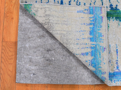 Grey 2'0" x 3'0" Modern / Contemporary Hand knotted Wool/Silk Rug - Sku: O059552