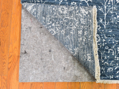 Blue 2'6" x 10'2" Modern and Contemporary Hand knotted Wool/Silk Rug - Sku: O059559