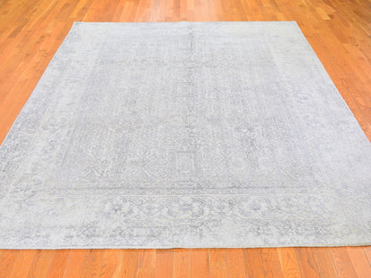 Beige 8'0" x 10'0" Modern and Contemporary Handloom Wool/Silk Rug - Sku: O059566