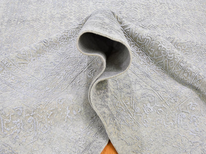 Beige 8'0" x 10'0" Modern and Contemporary Handloom Wool/Silk Rug - Sku: O059566