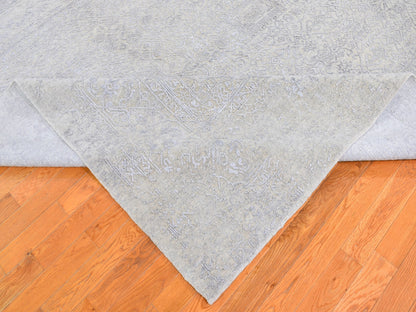 Beige 8'0" x 10'0" Modern and Contemporary Handloom Wool/Silk Rug - Sku: O059566