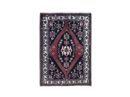 Persian hand-knotted wool rug in Blue & Ivory, 4'6" x 6'6" — SKU O059567