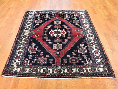 Persian hand-knotted wool rug in Blue & Ivory, 4'6" x 6'6" — SKU O059567 (view 2)