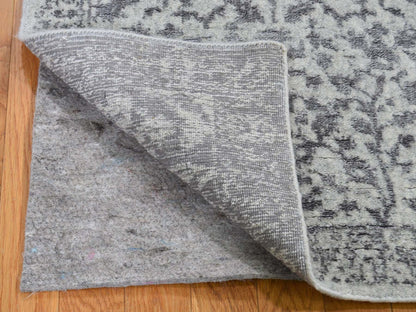 Grey 2'5" x 8'0" Hand Loomed Handloom Wool/Silk Rug - Sku: O059569