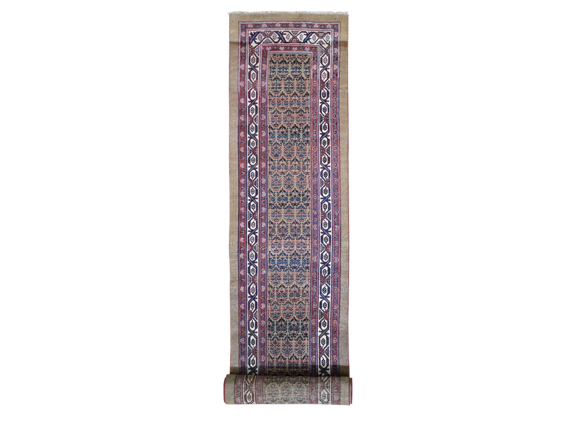 Serab Antique hand-knotted wool runner in Brown, 3' x 18' — SKU O059574