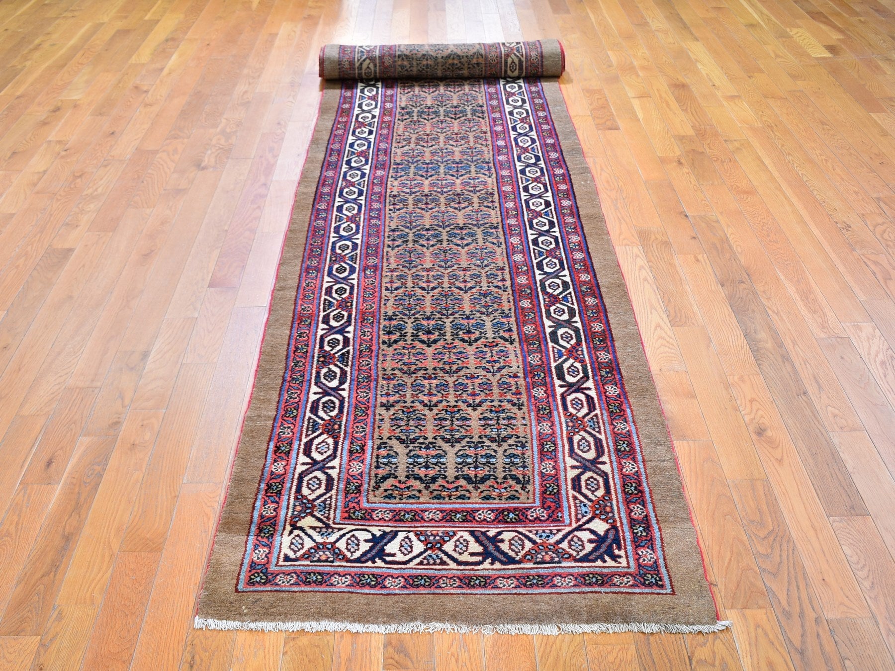 Serab Antique hand-knotted wool runner in Brown, 3' x 18' — SKU O059574 (view 2)