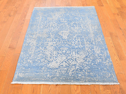 Transitional hand-knotted wool/silk rug in Blue, 3' x 5' — SKU O059576 (view 2)