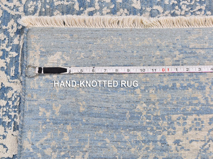 Transitional hand-knotted wool/silk rug in Blue, 3' x 5' — SKU O059576 (view 7)