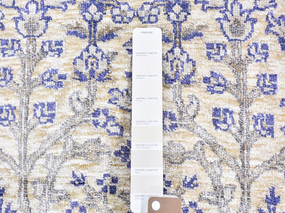 Ivory 2'7" x 10'1" Transitional Hand knotted Wool/Silk Rug - Sku: O059590