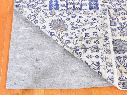 Ivory 2'7" x 10'1" Transitional Hand knotted Wool/Silk Rug - Sku: O059590
