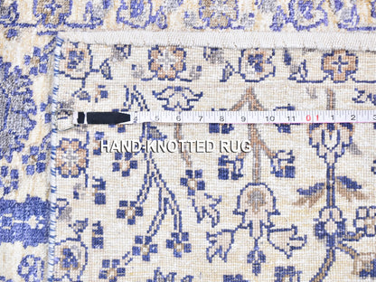 Ivory 2'7" x 10'1" Transitional Hand knotted Wool/Silk Rug - Sku: O059590