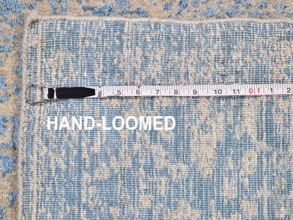 Transitional hand-knotted wool/silk runner in Blue, 2'5" x 6'1" — SKU O059618 (view 7)