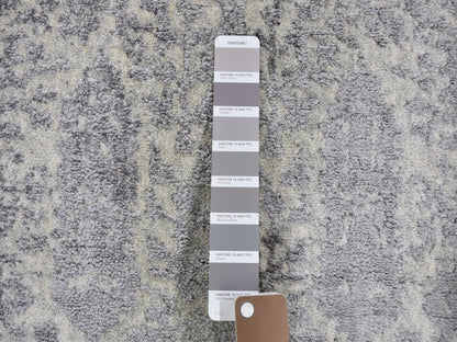 Grey 2'5" x 8'0" Modern / Contemporary Handloom Wool/Silk Rug - Sku: O059620