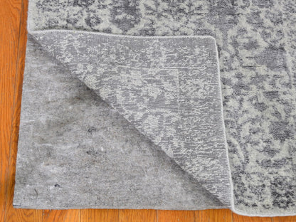 Grey 2'5" x 8'0" Modern / Contemporary Handloom Wool/Silk Rug - Sku: O059620