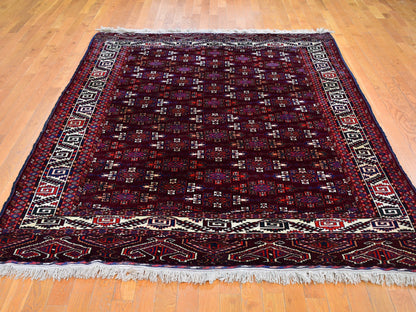 Red 6'7" x 9'6" Antique Hand knotted Wool Rug - Sku: O059624