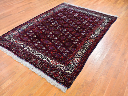 Red 6'7" x 9'6" Antique Hand knotted Wool Rug - Sku: O059624