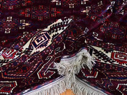 Red 6'7" x 9'6" Antique Hand knotted Wool Rug - Sku: O059624