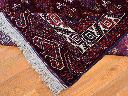 Red 6'7" x 9'6" Antique Hand knotted Wool Rug - Sku: O059624