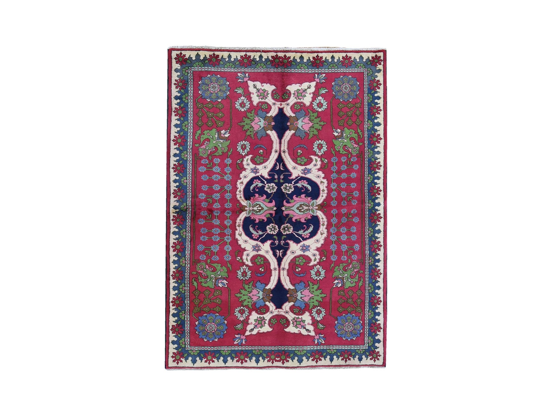 Tabriz Persian hand-knotted wool rug in Red, 4'10" x 7'2" — SKU O059643