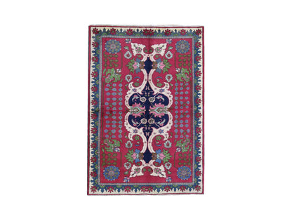 Red 4'10" x 7'2" Persian Hand knotted Wool Rug - Sku: O059643