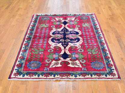 Red 4'10" x 7'2" Persian Hand knotted Wool Rug - Sku: O059643
