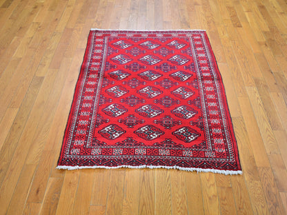 Red 3'6" x 5'0" Persian Hand knotted Wool Rug - Sku: O059669