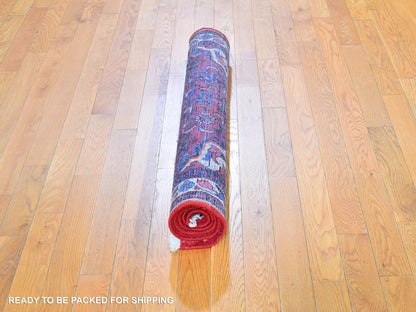 Red 3'6" x 5'0" Persian Hand knotted Wool Rug - Sku: O059677