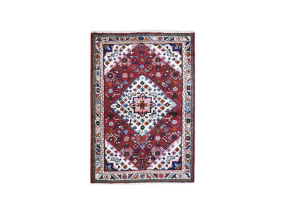 Red 3'6" x 5'3" Persian Hand knotted Wool Rug - Sku: O059678